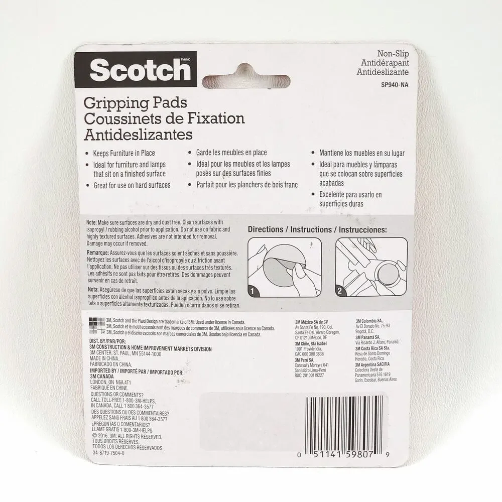 2pk Scotch Non-Slip Gripping Pads Round Brown 1.5-in Diameter 16 Pads New Sealed